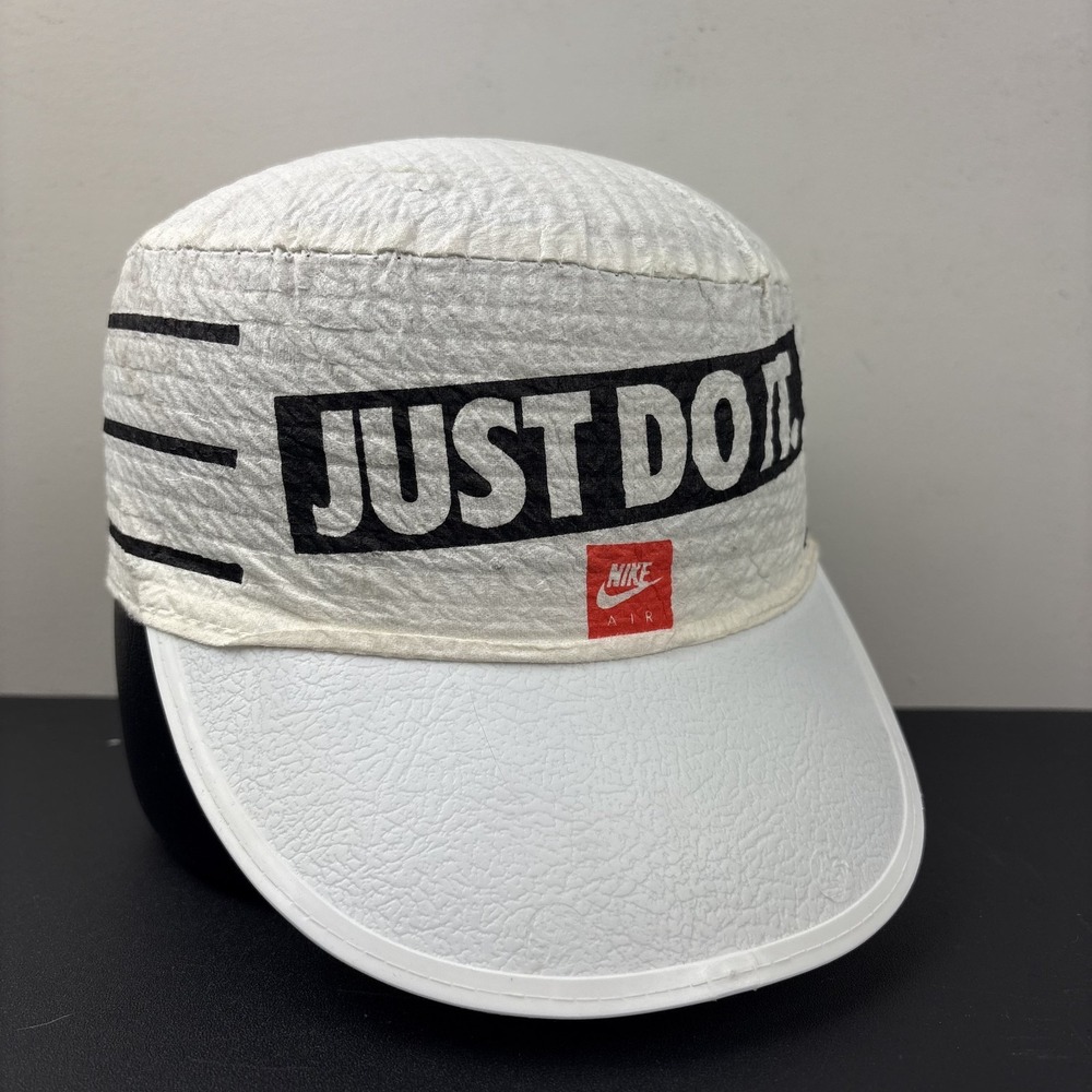 Vintage 90s Nike Just Do It Tyvek Paper Hat Cap Runner Cycling White Painters